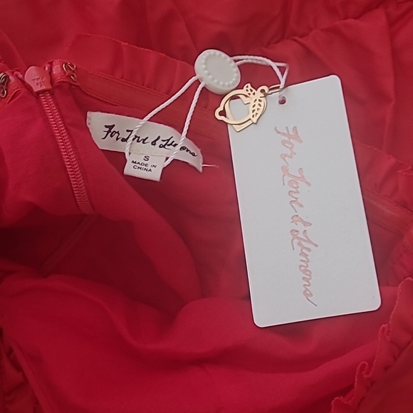 For Love & Lemons Jackson Red Ruched Off-the-Shoulder Mini Dress Size Small Red - Picture 5 of 5